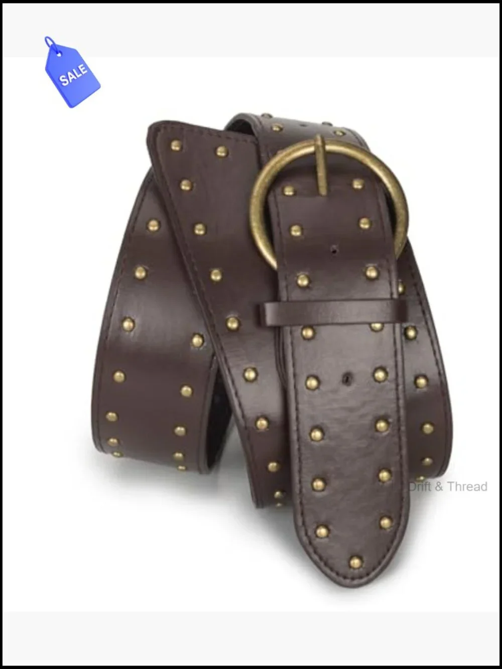 Studded Wide Waist Belt Chunky Punk Leather Belt for Jeans